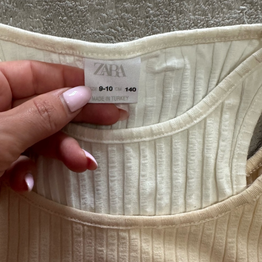 Zara Cream Ribbed Cutout Top - Picture 4 of 4